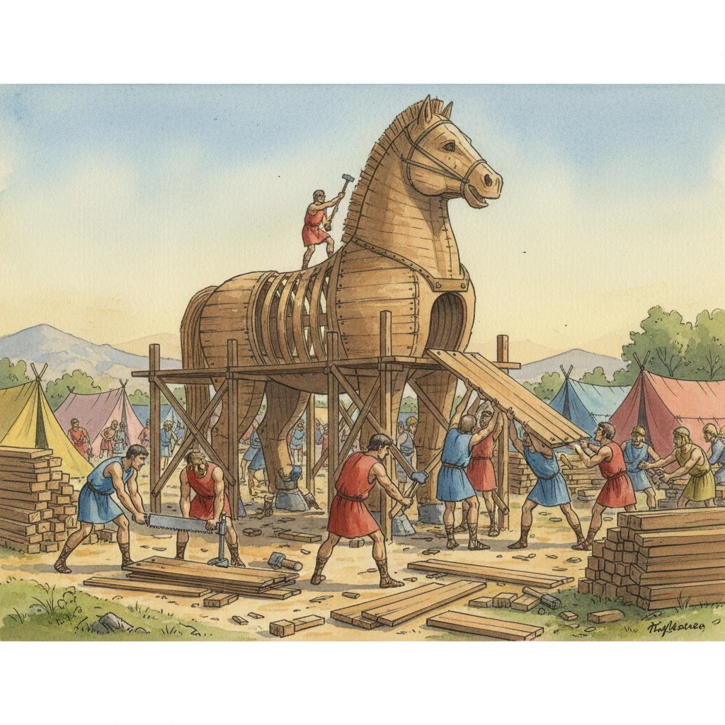 Illustration for: Building the Giant Horse